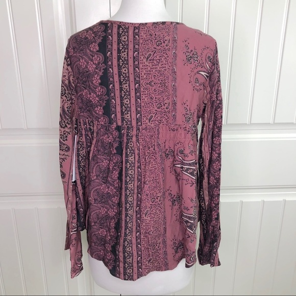 O'Neill Mulberry Pink Knit Ariel Boho Peasant Top - Picture 5 of 6